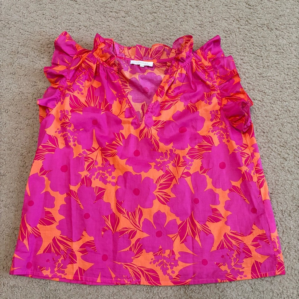 Olivaceous Pink and Orange Floral Top NWOT